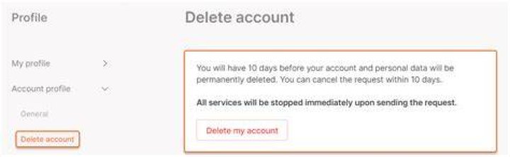delete account