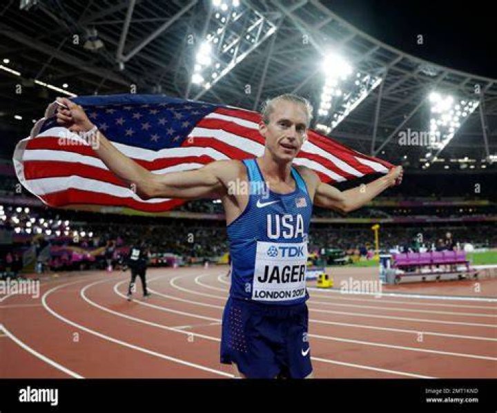 Evan Jager celebrating after winning 2012 Olympics trails