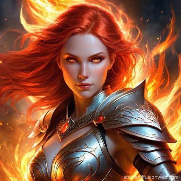Evil woman with fire powers