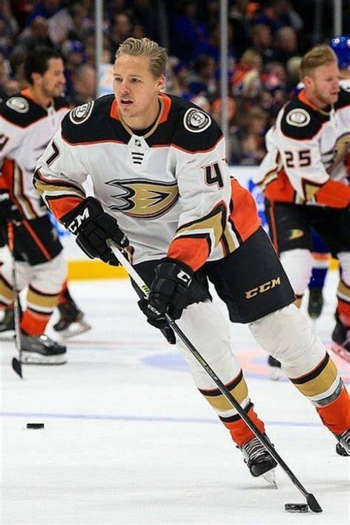 Hampus Lindholm Warming Up With The Puck At Honda Centre