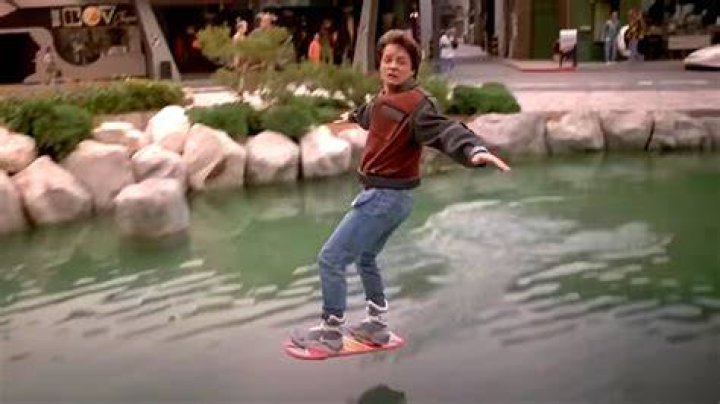 Marty with a hoverboard in Back to the Future Part II