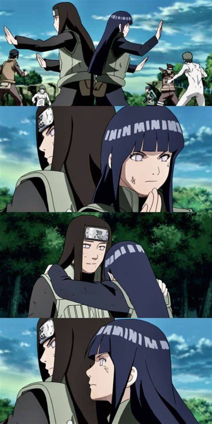 Neji and Hinata use their Byakugan as they fight back to back in Naruto Shippuden