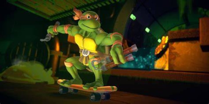 Nickelodeon All-Star Brawl Michelangelo skating with nunchucks