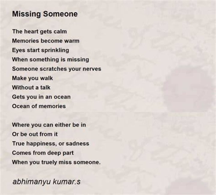 Poems about Missing Someone Poems about Missing Someone