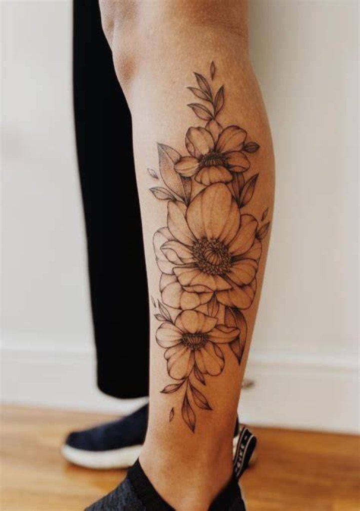 Purple Flower Leg Tattoo brittbeale