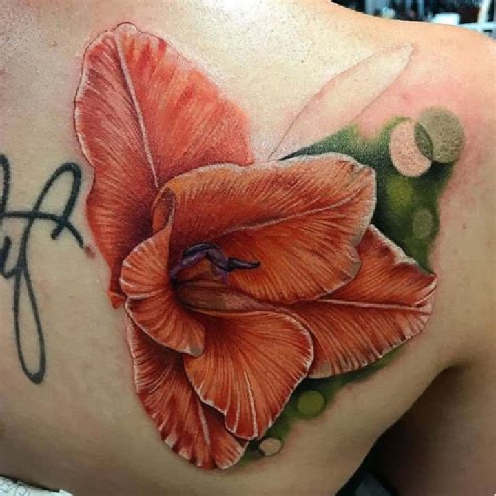 Realistic Gladiolus Flower Tattoo jonronzka