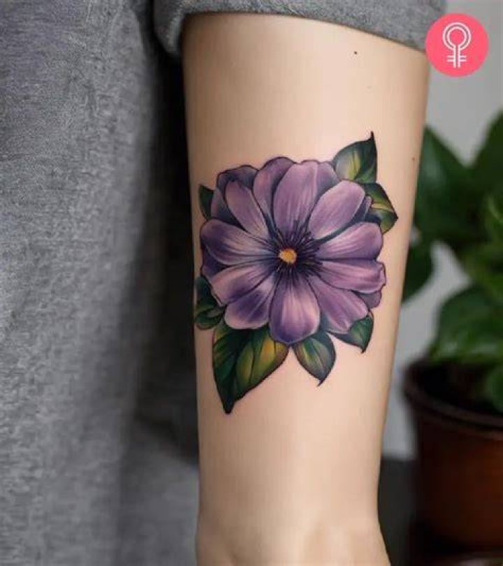 Small Purple Flower Tattoo meimei.tattoostudio